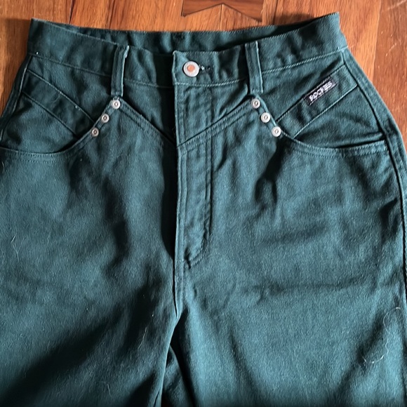 Vintage 80s Rockies Jeanswear 26 Green High Waist Jeans Long High Rise Retro - Picture 6 of 7